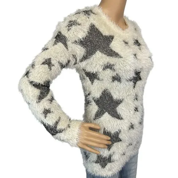 2/$15 Yoki Eyelash Star Furry Sweater Ivory Plush Size S - Picture 3 of 13